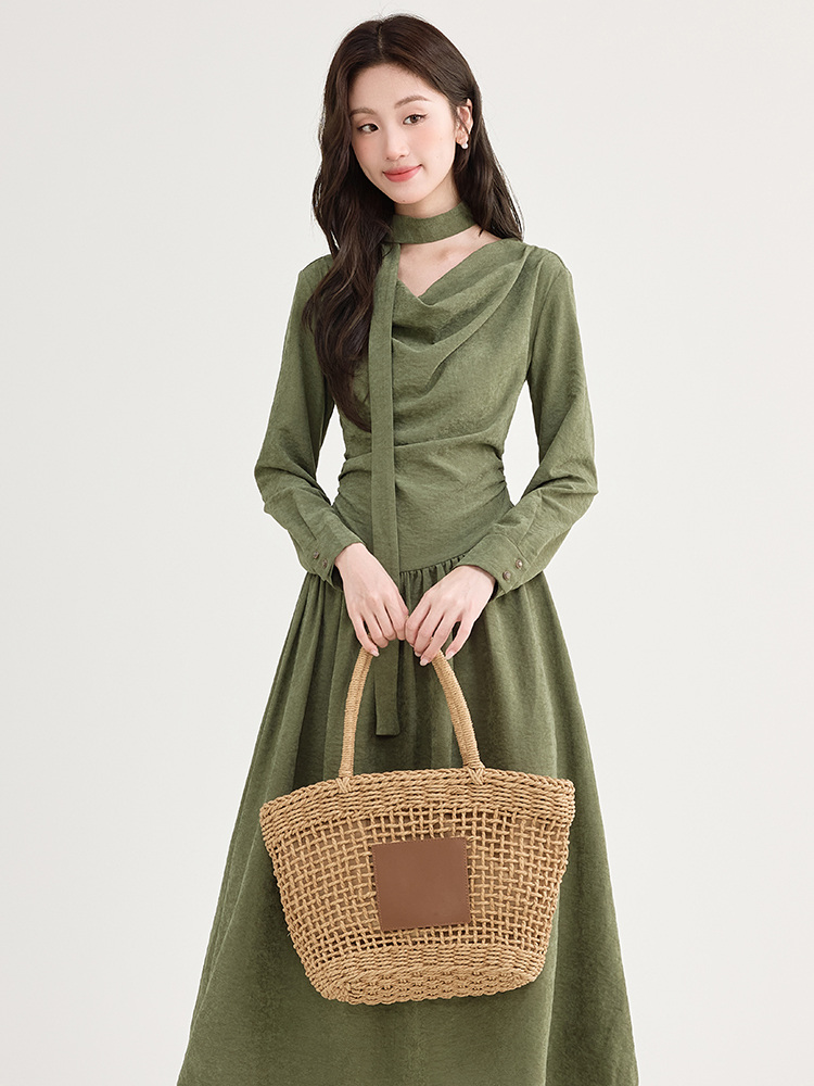 Vintage Minimalist Zen Long Sleeve Dress for Women