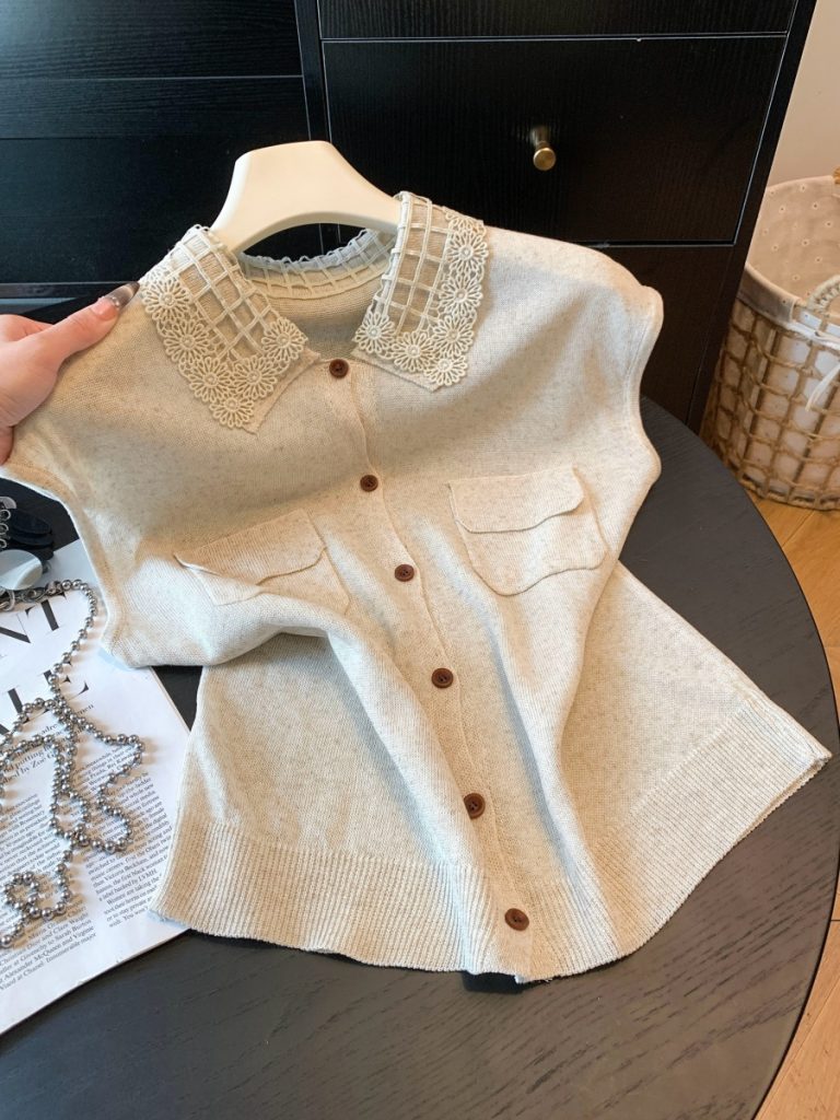 Women's Old Money Style Knit Cardigan 2026 Summer New Casual Lapel Top